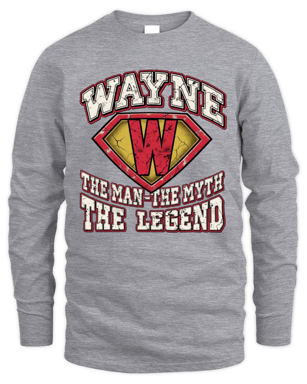 The Man The Myth The Legend Superman Graphic T-Shirt WAYNE M1-74 / Men's Long Sleeved T-Shirt / sport grey
