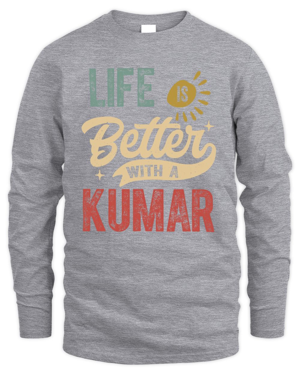 Life Is Better With a Name Personalized Retro T-Shirt KUMAR-48 / Men's Long Sleeved T-Shirt / sport grey