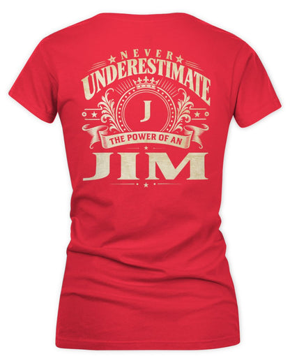 Never Underestimate Your Name Luxury Logo Shirt JIM M1-63 / Women's V-Neck T-Shirt / red
