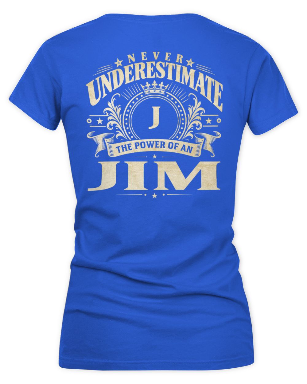 Never Underestimate Your Name Luxury Logo Shirt JIM M1-63 / Women's V-Neck T-Shirt / royal