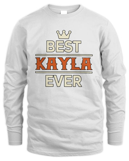 Best Your Name With Crown Shirt KAYLA M1-59 / Men's Long Sleeved T-Shirt / white