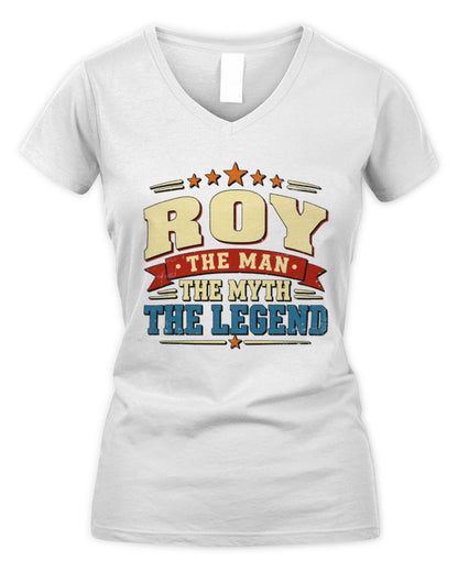 The Man The Myth The Legend Ribbon Vintage T-Shirt ROY M1-56 / Women's V-Neck T-Shirt / white