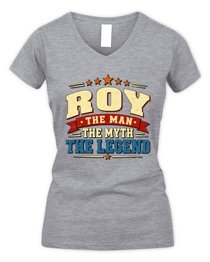 The Man The Myth The Legend Ribbon Vintage T-Shirt ROY M1-56 / Women's V-Neck T-Shirt / sport grey