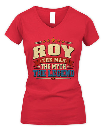 The Man The Myth The Legend Ribbon Vintage T-Shirt ROY M1-56 / Women's V-Neck T-Shirt / red