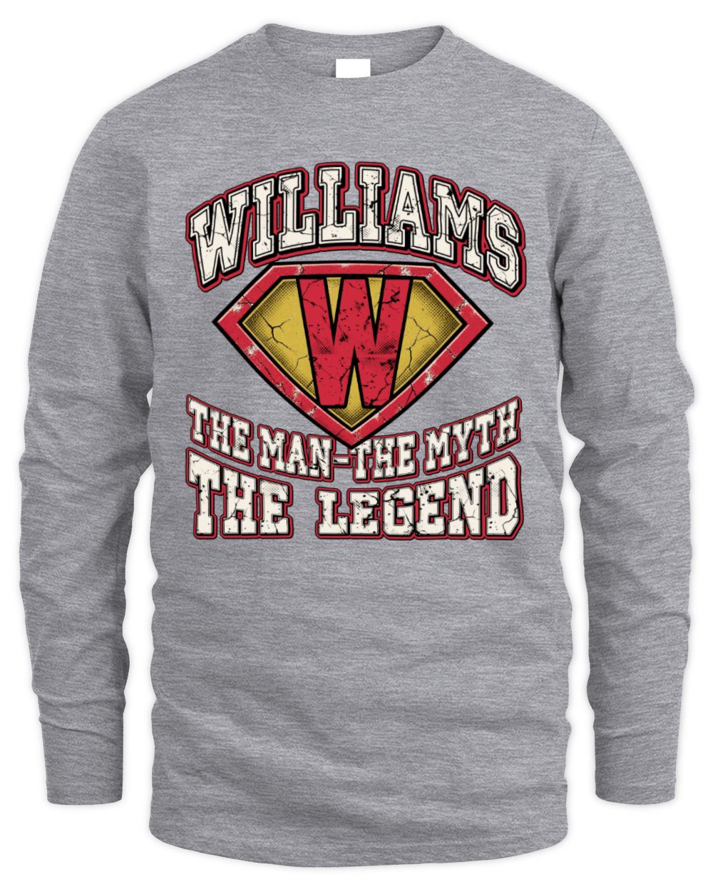 The Man The Myth The Legend Superman Graphic T-Shirt WILLIAMS M1-74 / Men's Long Sleeved T-Shirt / sport grey