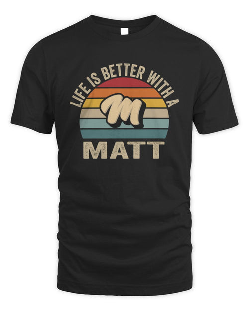 Life Is Better with Name Vintage Sun Shirt MATT M1-50 / Unisex Standard T-Shirt / black