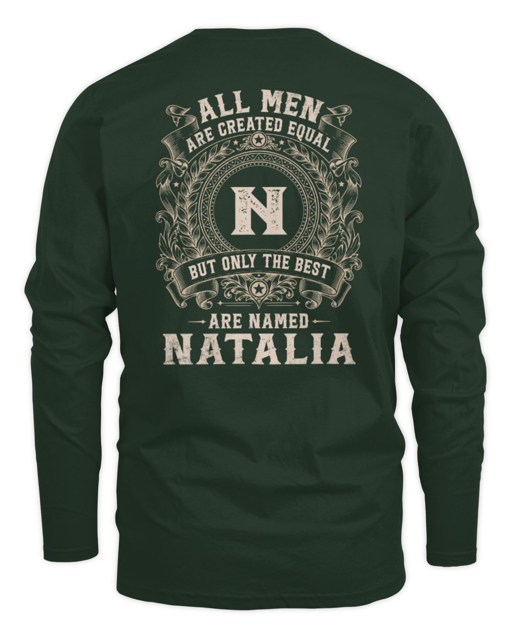 All Men Are Created Equal Cool Logo Shirt NATALIA M1-60 / Men's Long Sleeved T-Shirt / forest green