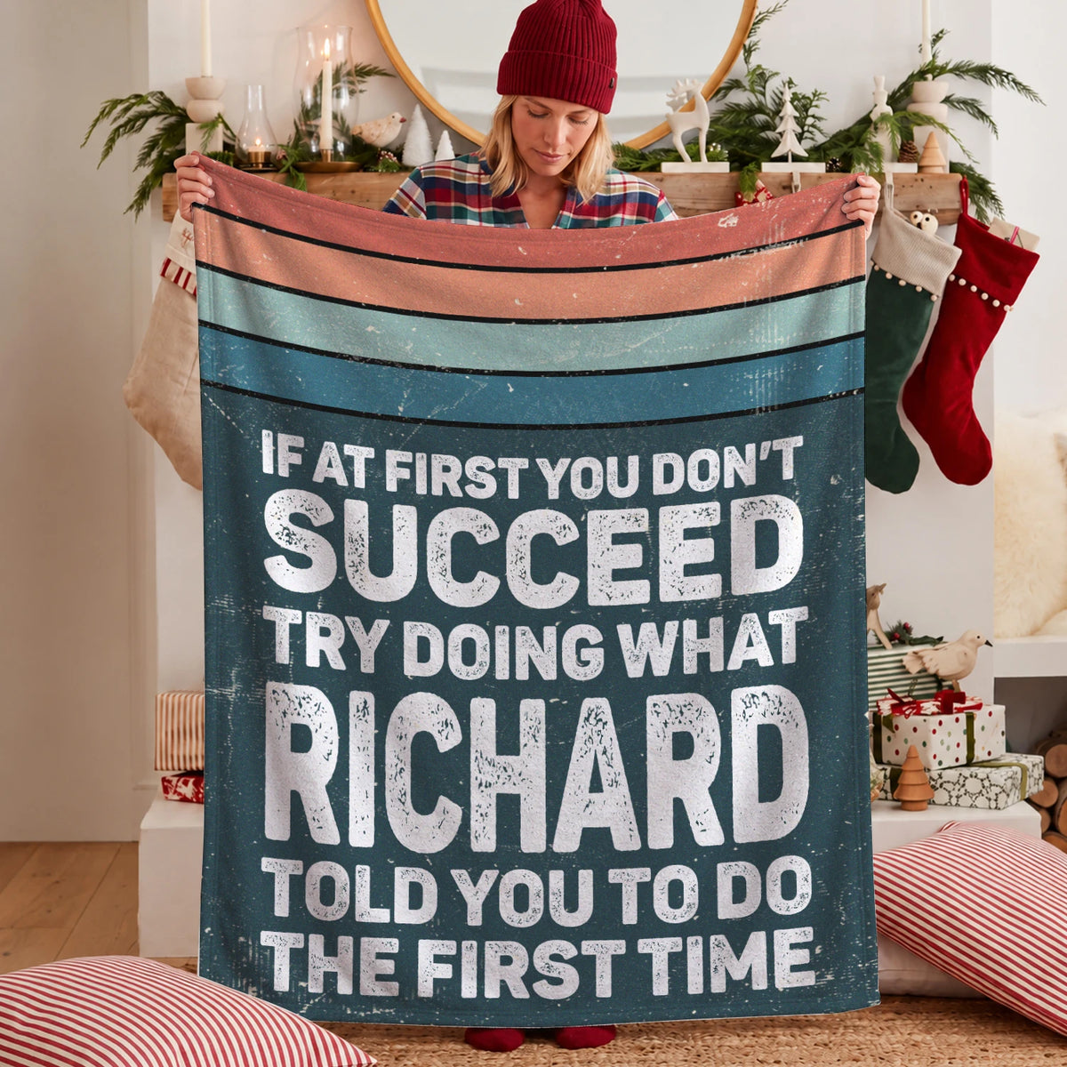 If At First You Don’t Succeed Retro Green Fleece Blanket RICHARD 13K1 BK29