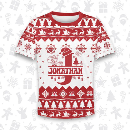 JONATHAN Personalized Christmas T-Shirt Pajama Set - Holiday Gift Outfit 13K1-CR2