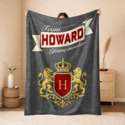 Team Your Name Lifetime Member Charcoal Blanket HOWARD 13K1 BK20