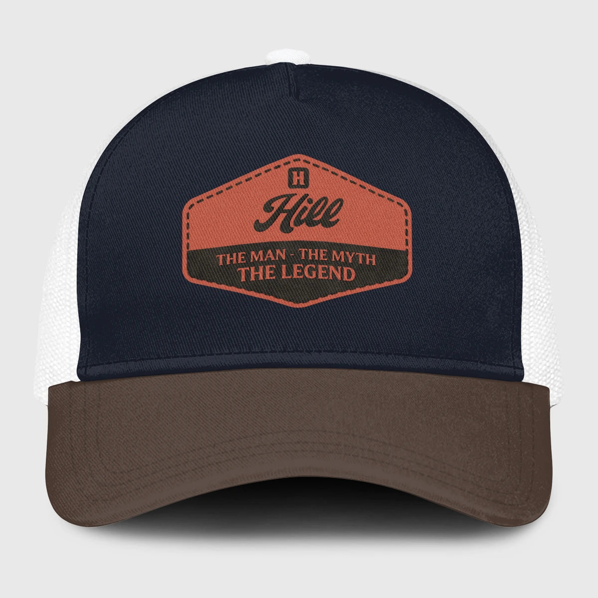 The Man The Myth The Legend Navy And Brown Mesh Cap HILL 13K1 C188PF