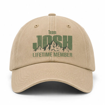 Team Your Name Lifetime Member Mountain Cap JOSH 13K1 C58PF