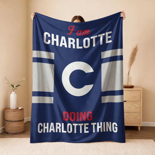 I'm Name Doing Name Things Navy Fleece Blanket CHARLOTTE 13K1 BK51