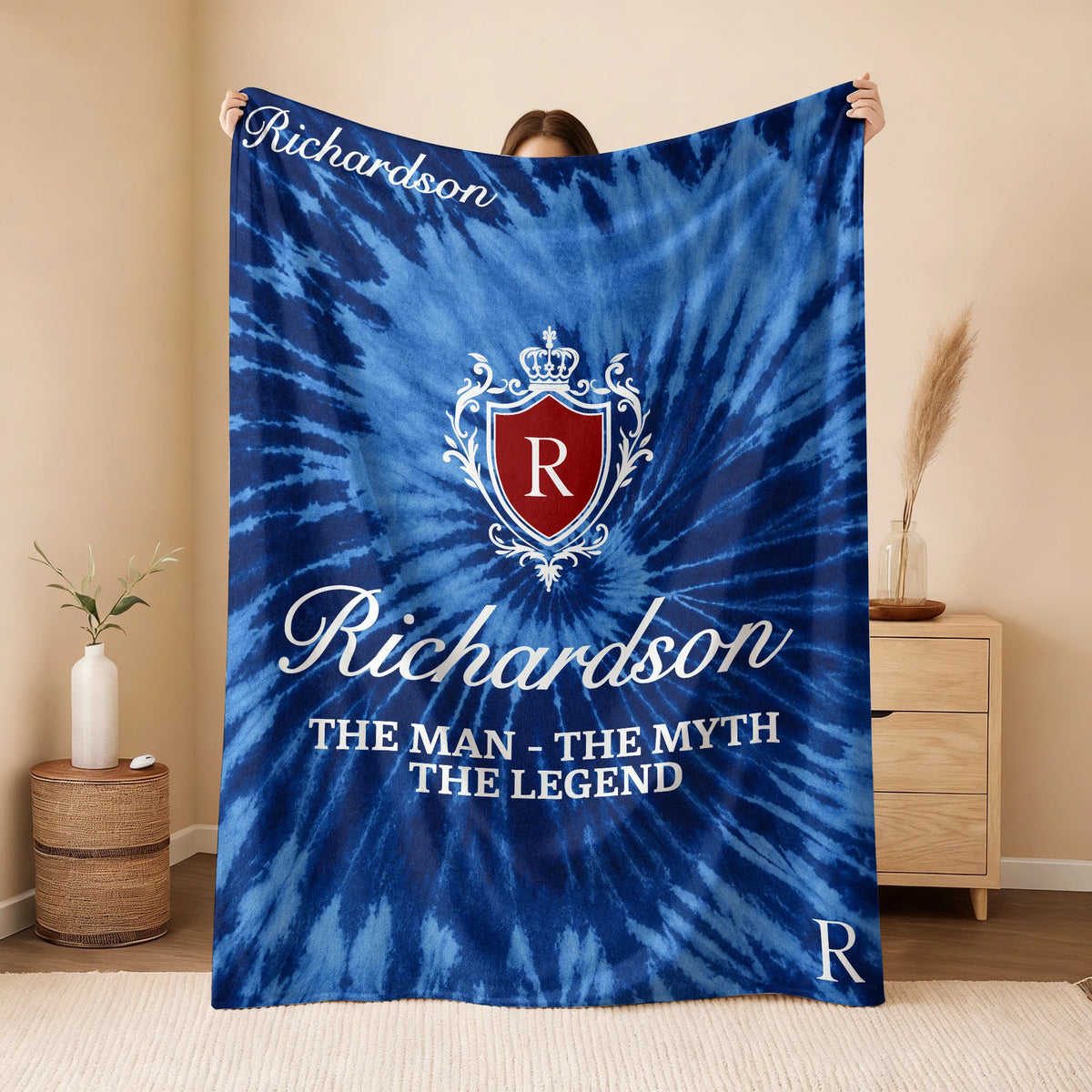 The Man The Myth The Legend Blue Waves Fleece Blanket RICHARDSON 13K1 BK11