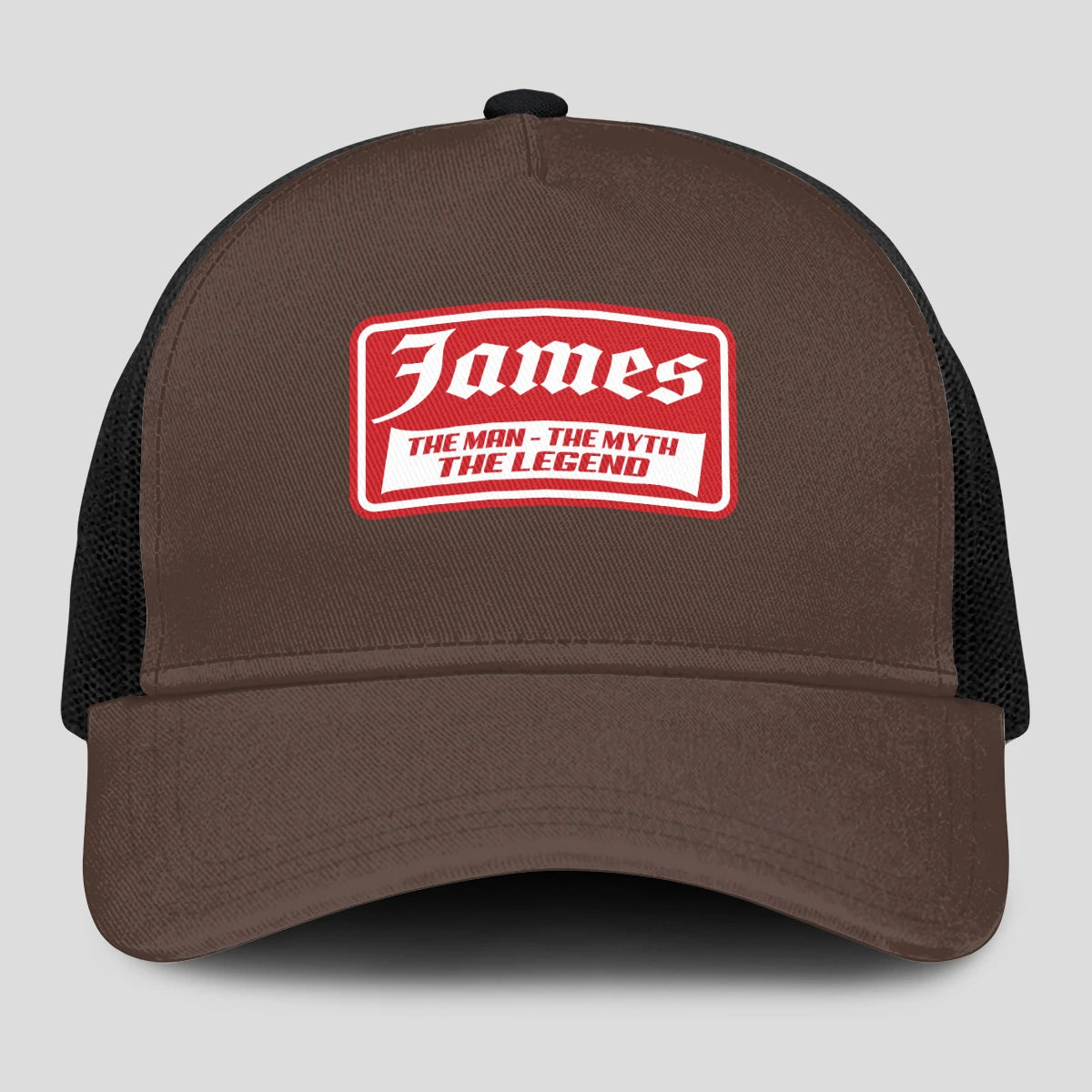 The Man The Myth The Legend Red Logo Brown Mesh Cap JAMES 13K1 C203PF