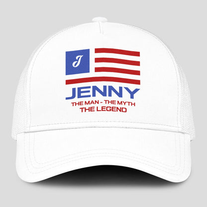 The Man The Myth The Legend America Flag Mesh Cap JENNY 13K1 C193PF