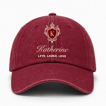 Live Laugh Love Elegant Burgundy Washed Cap KATHERINE 13K1 C89PF