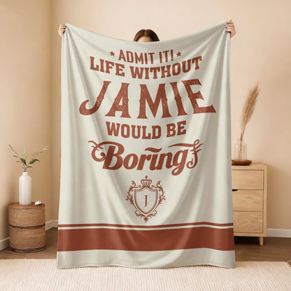 Life Without Your Name Would Be Boring Cream Terracotta Blanket JAMIE 13K1 BK24