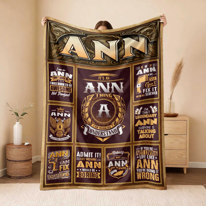 ANN Personalized Blanket | Custom Name Cozy Throw Gift 13K1-BK4