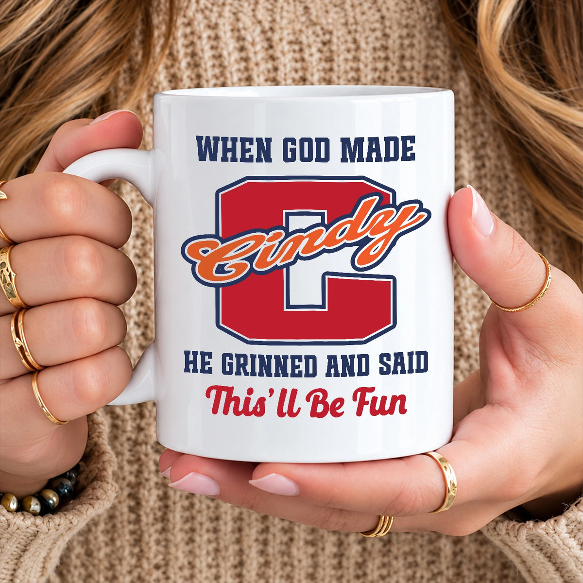 When God Made Your Name Personalized Baseball Mug CINDY 13K1 MG07