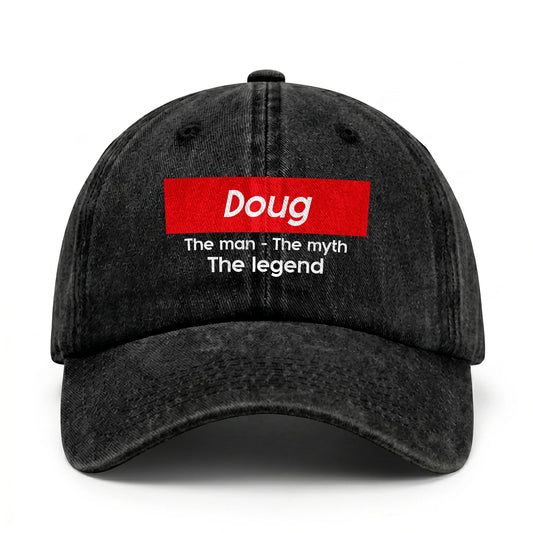 Your Name The Man The Myth The Legend Red Logo Washed Cap DOUG 13K1 C130PF