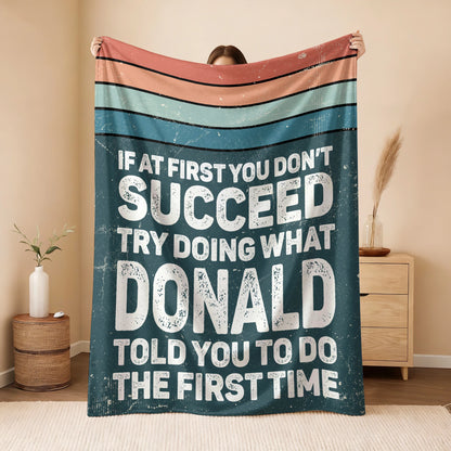 If At First You Don’t Succeed Retro Green Fleece Blanket DONALD 13K1 BK29