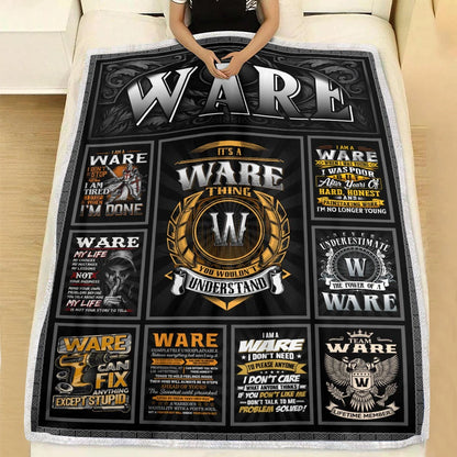 WARE Personalized Blanket | Custom Name Cozy Throw Gift 13K5-BK2