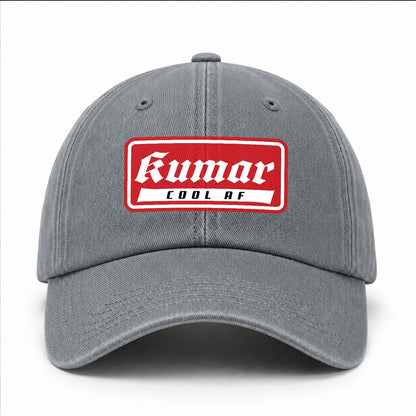 Your Name Cool Af Red Logo Funny Washed Cap KUMAR 13K1 C79PF