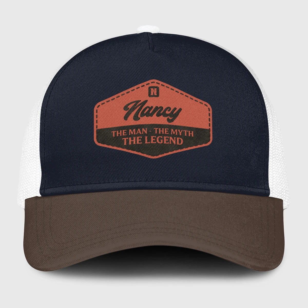 The Man The Myth The Legend Navy And Brown Mesh Cap NANCY 13K1 C188PF