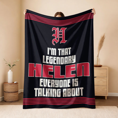 I'm That Legendary Name Dark Red Fleece Blanket HELEN 13K1 BK48