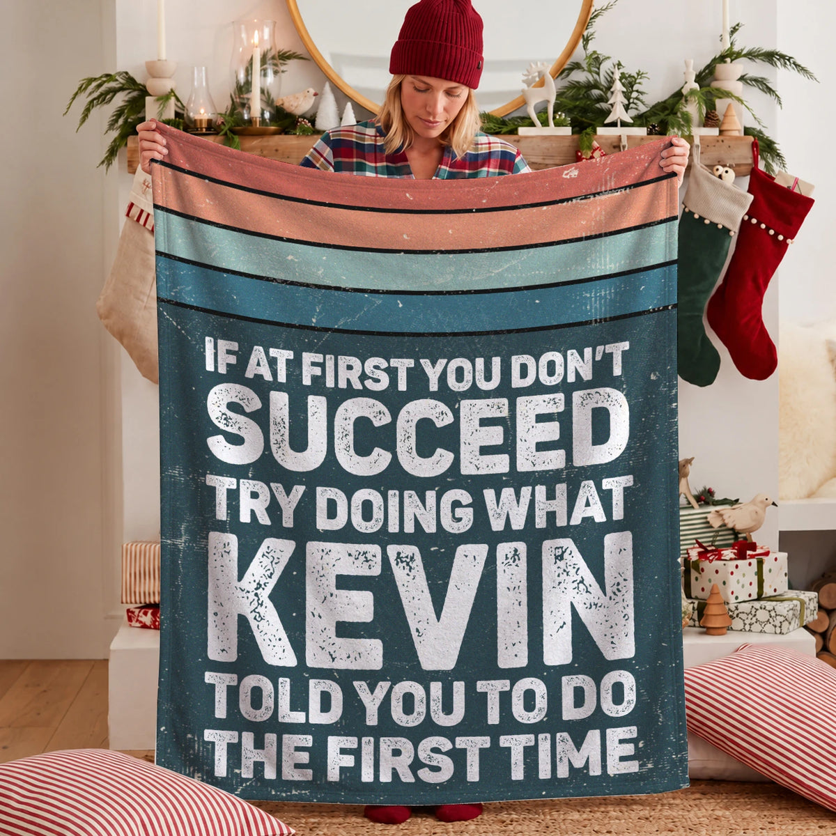If At First You Don’t Succeed Retro Green Fleece Blanket KEVIN 13K1 BK29