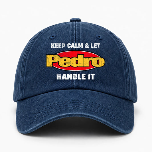 Keep Calm & Let Your Name Handle It Yellow And Red Logo Washed Cap PEDRO 13K1 C172PF