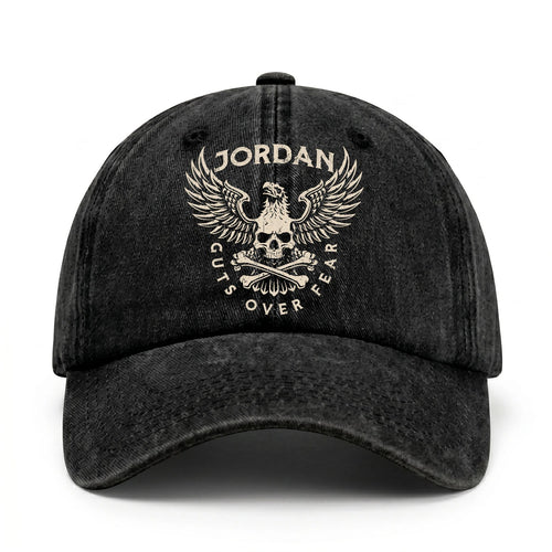 Your Name Guts Over Fear With Eagle And Skull Washed Cap JORDAN 13K1 C75PF