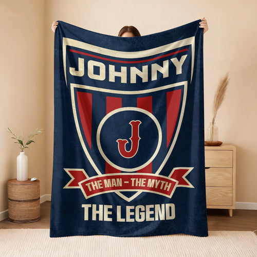 The Man The Myth The Legend Blue Burgundy Baseball Blanket JOHNNY 13K1 BK18