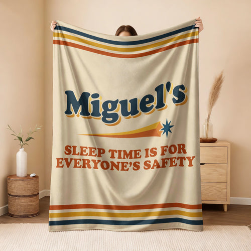 Your Name's Sleep Time Funny Retro Fleece Blanket MIGUEL 13K1 BK67