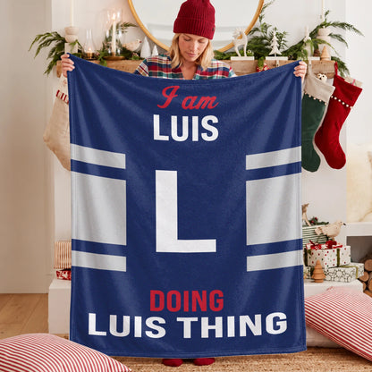 I'm Name Doing Name Things Navy Fleece Blanket LUIS 13K1 BK51