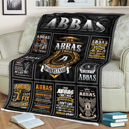 ABBAS Personalized Blanket | Custom Name Cozy Throw Gift 13K4-BK2