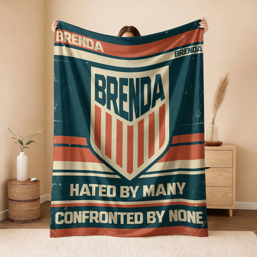 Hated By Many Confronted By None Retro Fleece Blanket BRENDA 13K1 BK58