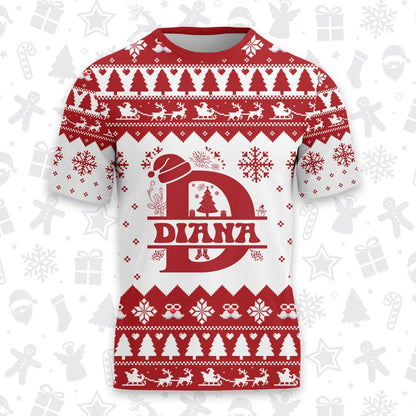 DIANA Personalized Christmas T-Shirt Pajama Set - Holiday Gift Outfit 13K1-CR2