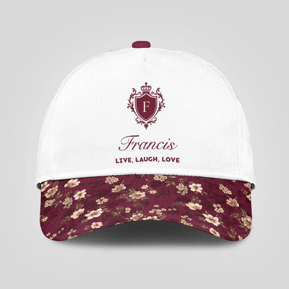 Live Laugh Love Floral Burgundy Cap FRANCIS 13K1 C112PF