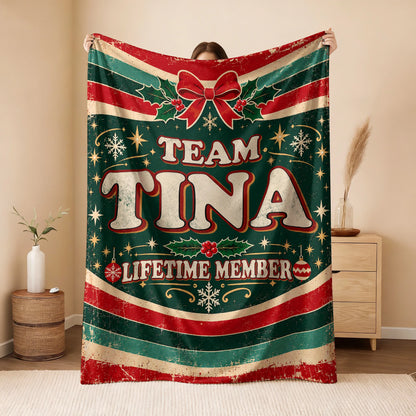 Team Your Name Lifetime Member Christmas Fleece Blanket TINA 13K1 BK52