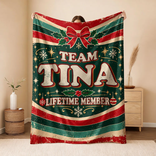 Team Your Name Lifetime Member Christmas Fleece Blanket TINA 13K1 BK52