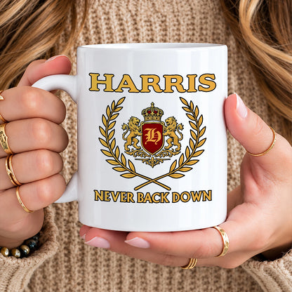 Never Back Down Royal Mug HARRIS 13K1 MG22