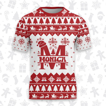 MONICA Personalized Christmas T-Shirt Pajama Set - Holiday Gift Outfit 13K1-CR2