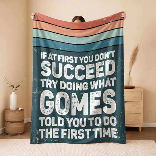 If At First You Don’t Succeed Retro Green Fleece Blanket GOMES 13K1 BK29