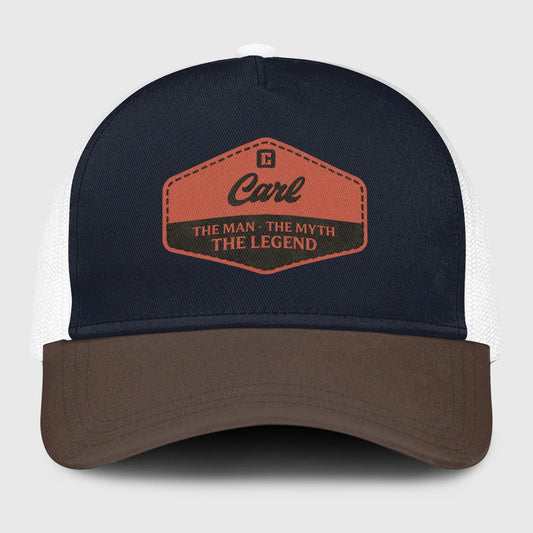 The Man The Myth The Legend Navy And Brown Mesh Cap CARL 13K1 C188PF