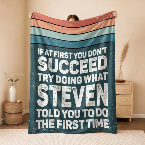 If At First You Don’t Succeed Retro Green Fleece Blanket STEVEN 13K1 BK29