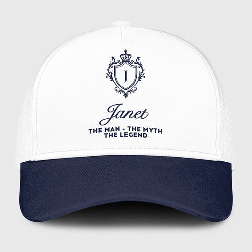 The Man The Myth The Legend Blue And White Baseball Mesh Cap JANET 13K1 C186PF