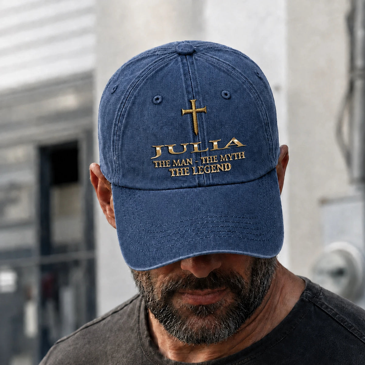The Man The Myth The Legend Golden Cross Washed Cap JULIA 13K1 C217PF