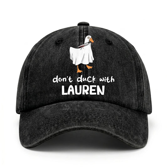 Don't Duck With Your Name Funny Washed Cap LAUREN 13K1 C129PF